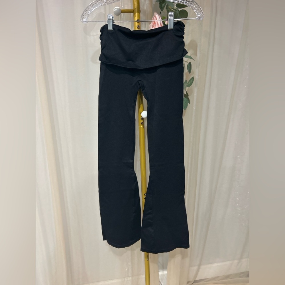 OQQ High Waist Black Flare Yoga Pants XS